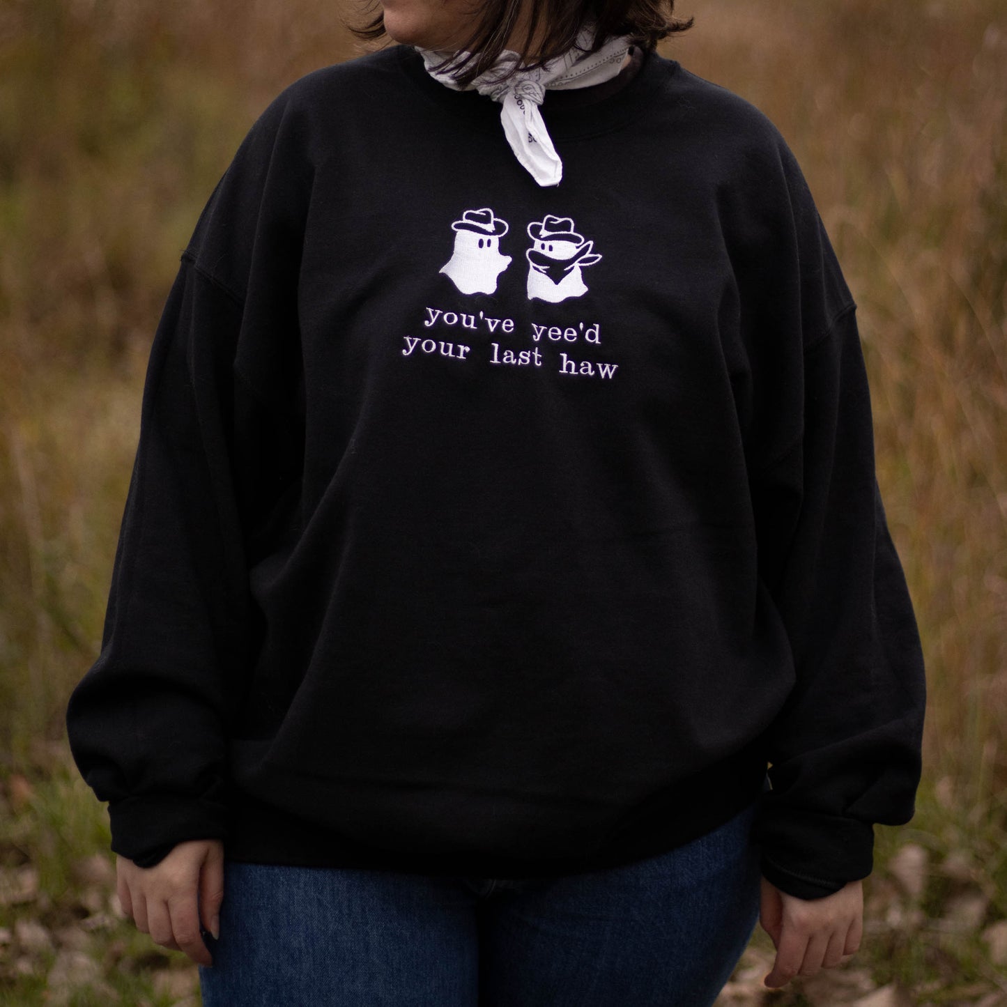Ghost Cowpokes Embroidered Crew Neck